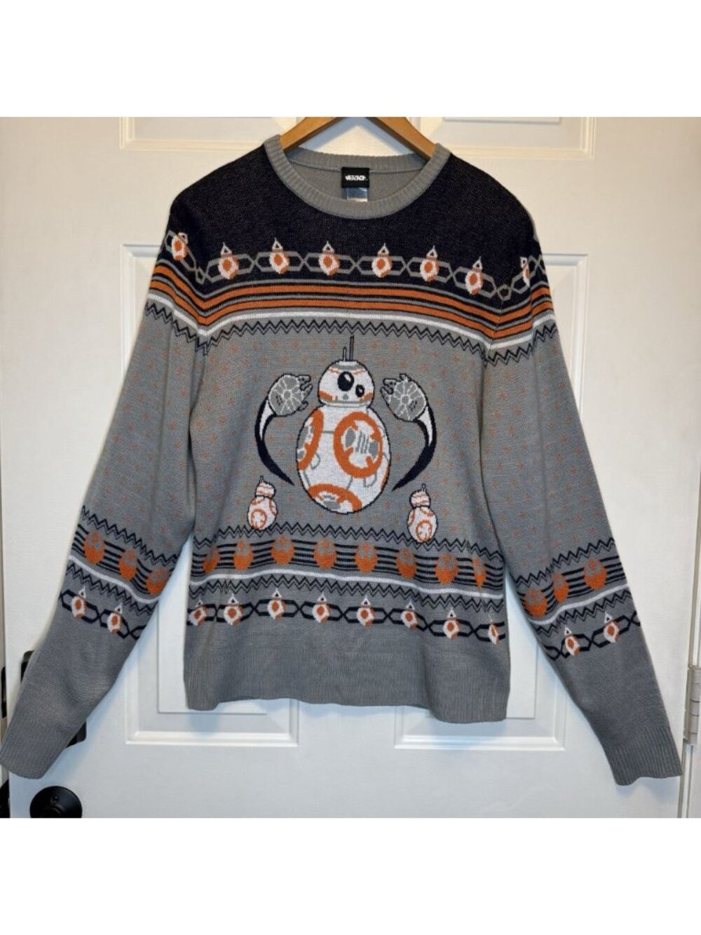 Star Wars BB-8 Christmas Sweater The Force Awakens Men's Sz Medium Gray Navy